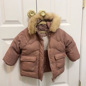Zara hooded down puffer coat size 12-18m